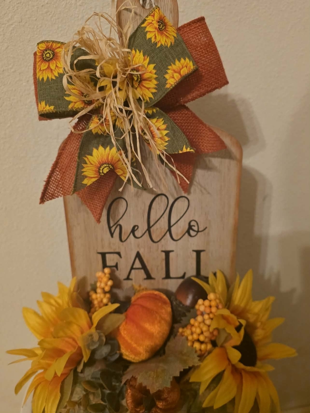Hello Fall Sunflower Decorative Wall Sign - Yellow & Orange